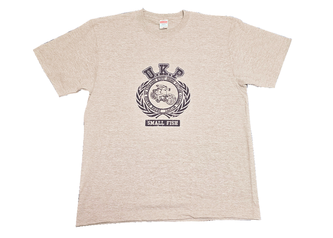 【受注生産】タクゲー「UKP カレッジ風ロゴ」Tシャツ（ミックスグレー）